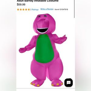 Adult inflatable Barney costume